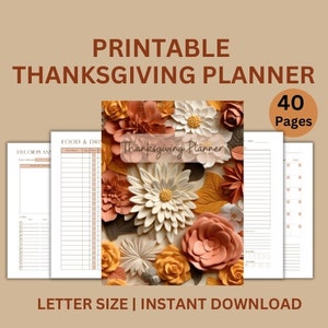 PRINTABLE THANKSGIVING PLANNER | 40 Page Printable Planner | Holiday Planning | Printable Holiday Planner | Thanksgiving | Christmas Planner