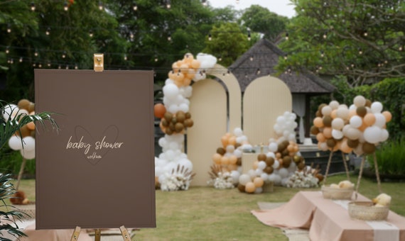 Babyshower Welkomstbord design - Bruin - Zelf afdrukken