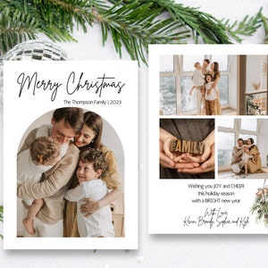 Minimalist Christmas Photo Card | Editable Christmas Card, Digital Holiday Card Template, DIY Instant Download, MC001