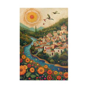 Town Palace Jigsaw Puzzle - Beautiful Sun Flowers in a Vibrant Townscape - Gift