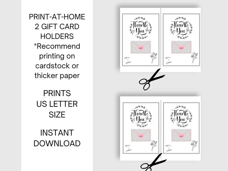 Printable Thank You Gift Card Holder (digital Download) - Etsy