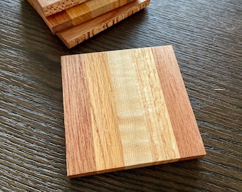 Striped Wooden Coasters - Mahogany, Oak, Maple