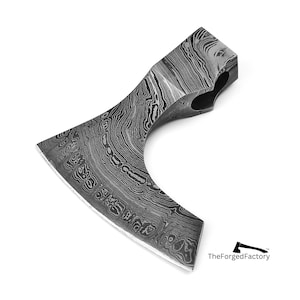 Damascus Steel Axe Head for Outdoor Camping Bearded Bushcraft Axe, Gift on Anniversary, Laser Engraving on Axe Head