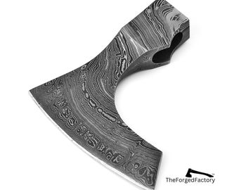 Damascus Steel Axe Head for Outdoor Camping Bearded Bushcraft Axe, Gift on Anniversary, Christmas and New Year, Laser Engraving on Axe Head