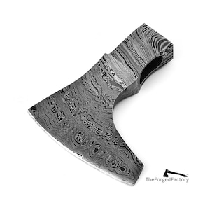 Handgeschmiedeter Wikinger Axt Kopf nur, Damast-Stahl Bushcraft Axtblatt, graviert, Geschenk für Ihn zum Jahrestag.