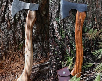 Collection personnalisée de haches viking forgées à la main, hache de camping avec étui en cuir, pointes Tomahawk, hache de lancer, cadeau unique pour les collectionneurs