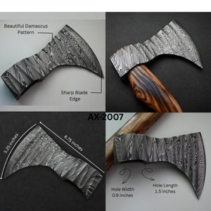 Damaszener Stahl Axtkopf für Axt Bushcraft Outdoor, Geschenk zu Weihnachten, Neujahr und Jahrestag, Lasergravur auf dem Axtkopf AX-2007