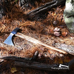 Damascus Viking Axe, Bushcraft Axe, Hatchet Axe Gift for Him on Anniversary, Fathers Day Gift, Christmas and New Year, Best Man Gift