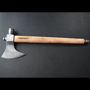 Hand Forged Damascus Steel Tobacciana Axe with Smoking Pipe Handle, Camping & Outdoor Hatchet, Gift for Him on Christmas and New Year Tobacciana AX-019