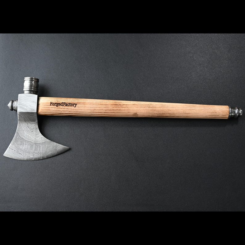Hand Forged Damascus Steel Tobacciana Axe with Smoking Pipe Handle, Camping & Outdoor Hatchet, Gift for Him on Christmas and New Year Tobacciana AX-019