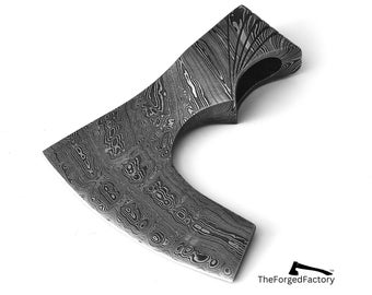 Damascus Steel Axe Head for Bearded Bushcraft Camping Outdoor Axe, Gift on Christmas, New Year and Anniversary, Laser Engraving on Axe Head