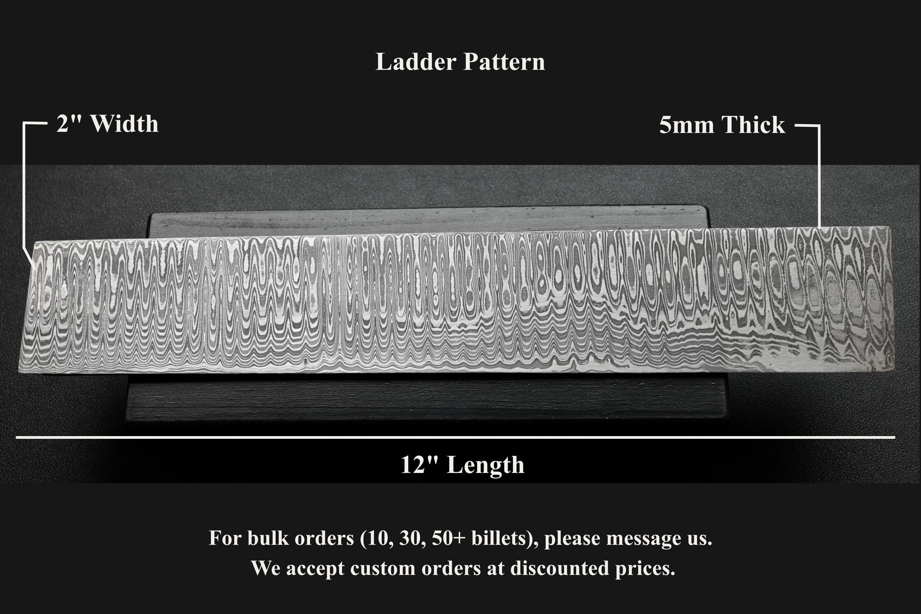 Machine Billit Pattern 12 Inch Ladder Pattern Billet for Knife Making, Handmade Damascus Steel ...