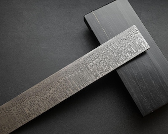 12" Ladder Pattern Damascus Billet for Knife Making – Hand Forged Steel Bar & Blank Blade for Custom Knives and Mosaic Damascus Blades