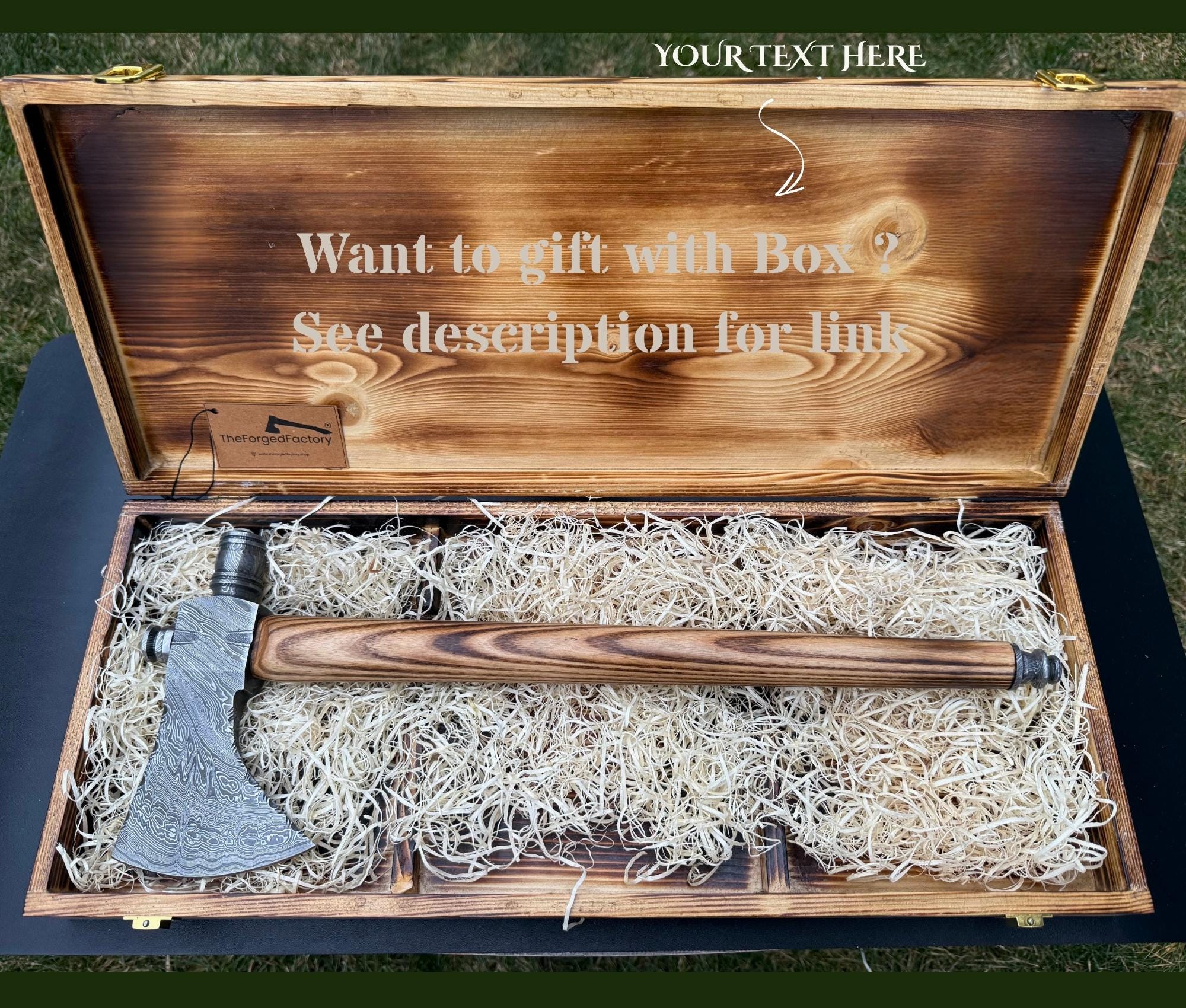Hache Tomahawk en acier damas faite main, manche en bois de