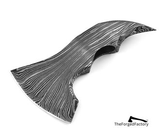 Damascus Steel Tomahawk Axe Head for Bearded Bushcraft Camping Outdoor Axe, Gift on Christmas and New Year, Laser Engraving on Axe Head