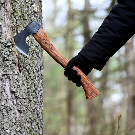 Hand Forged Carbon Steel Bushcraft Outdoor Axe, Gift for Him on