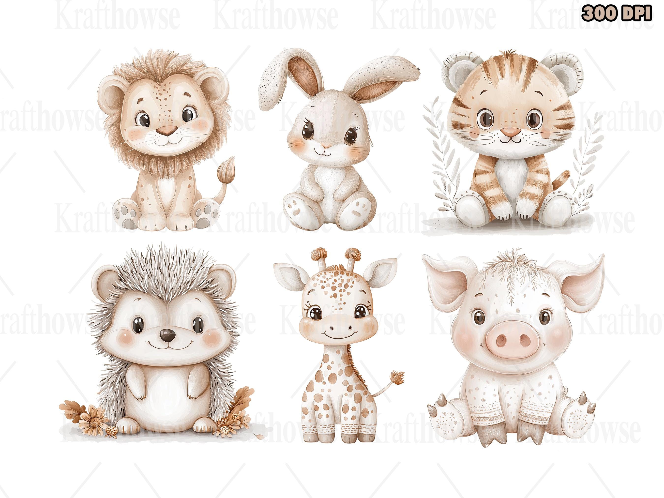 Baby Animal Nursery PNG Clipart Bundle of 20, Animal Babies, Baby ...