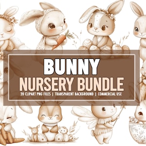 Paquete de 20 imágenes prediseñadas de conejito bebé, animales bebés, imágenes prediseñadas de conejito bebé lindo - Uso comercial