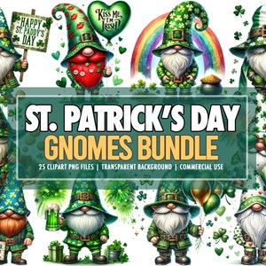 Aquarelle St Patricks Day fête des gnomes PNG Clipart lot de 25, Gnome mignon trèfle irlandais trèfle Fantasy PNG Clipart - usage Commercial