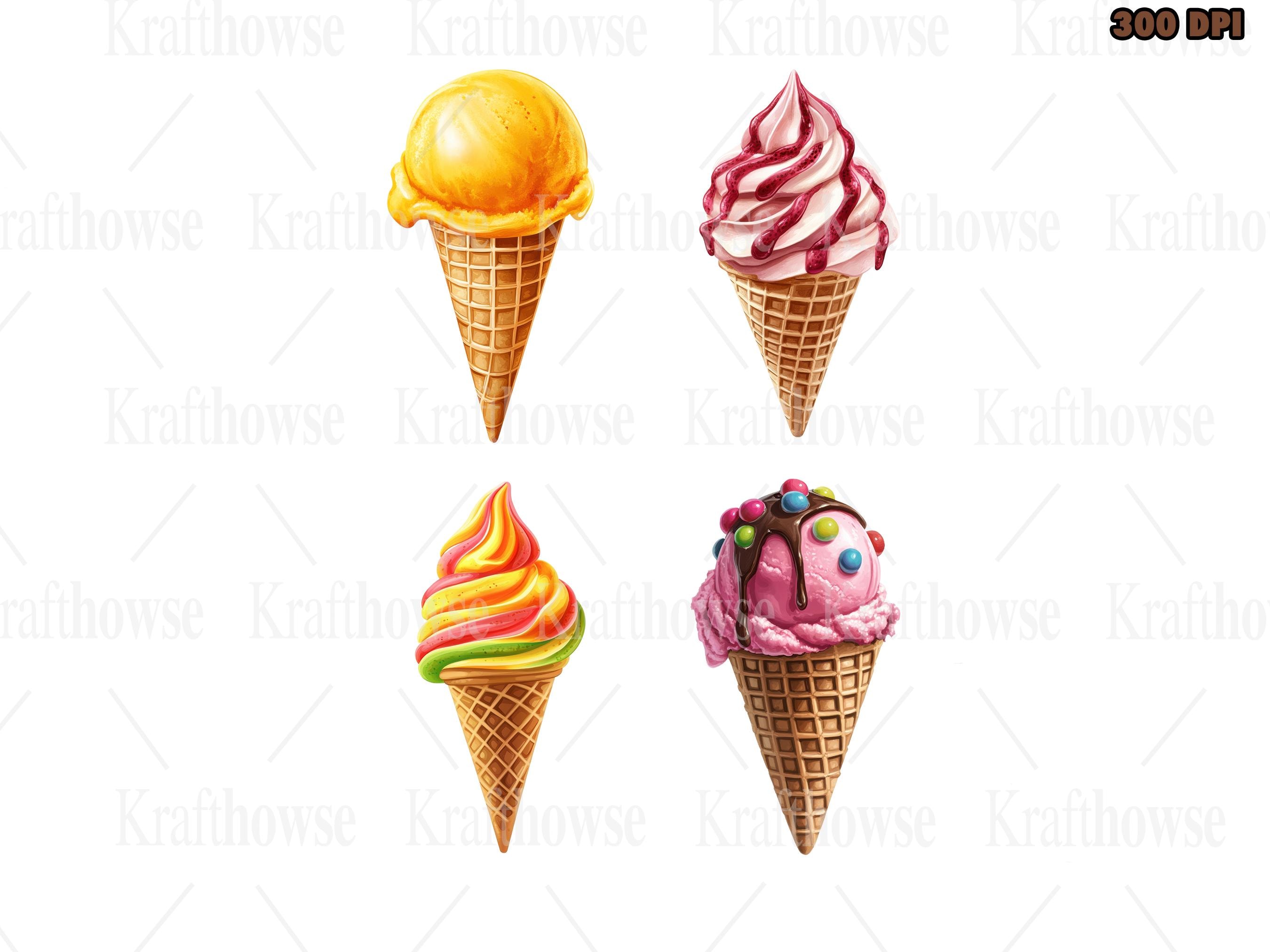 Ice Cream Cone PNG Clipart Bundle of 20, Ice Cream Cones Clipart, Ice ...