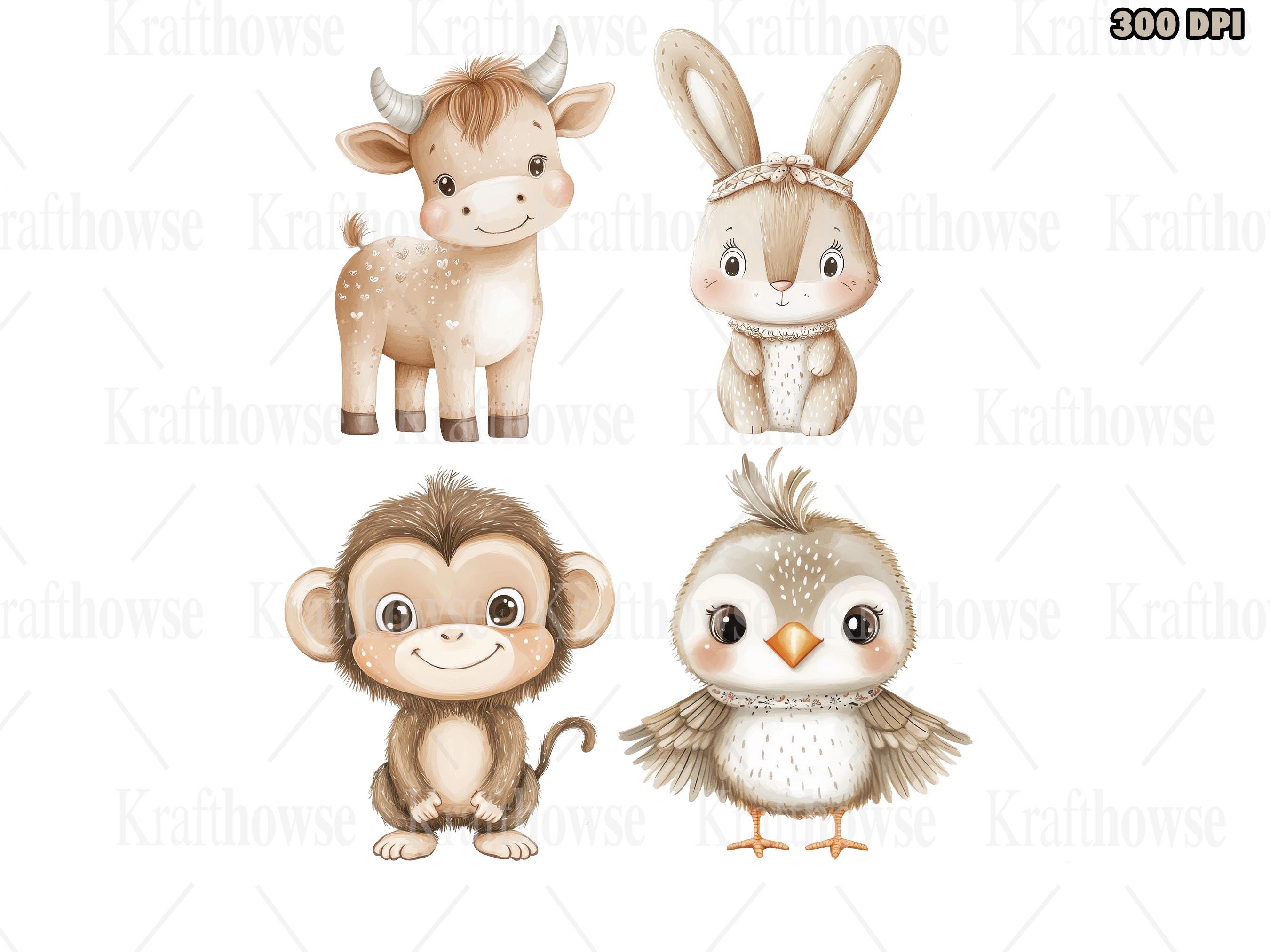 Baby Animal Nursery PNG Clipart Bundle 2, Animal Babies, Baby Animals ...