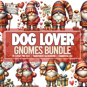 Aquarell Hund Liebhaber PNG PNG Bundle von 20, niedlichen Gnom PNG, Gnomes Clipart PNG Bundle - Kommerzielle Nutzung