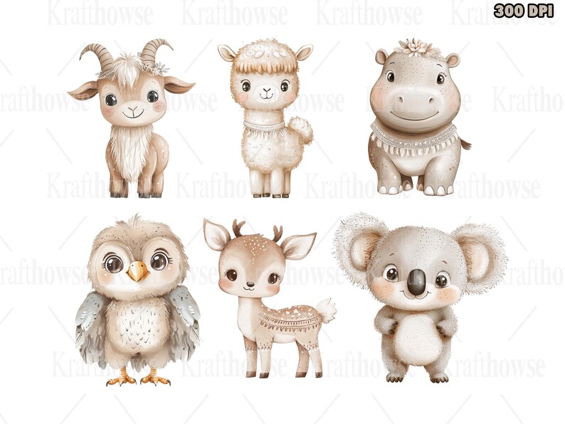 Baby Animal Nursery PNG Clipart Bundle 2, Animal Babies, Baby Animals ...