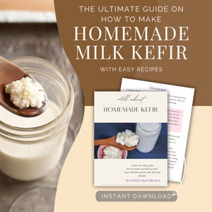 Handmade kefir full guide with best recipes, e-book complete instruction on how to make kefir from kefir grains at home and kefir benefits