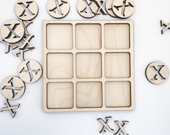 Tic Tac Toe Board Wooden Board Games, Bulk Birthday Party Favor and Make and Take, Family Game Night Gift for Kids