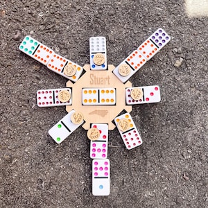 Domino Chicken Foot Board, Mexican Train Wood Board Games, Personalized Spoke Dominoes Board Game Gifts for Families