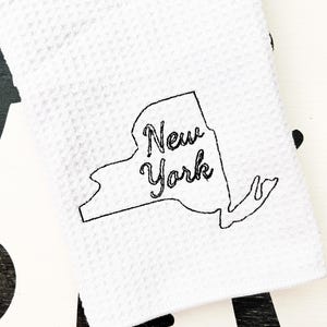 New York Map Decorative Hand Towel, State Hand Towel, State Love New York Silhouette Kitchen Travel Gift for Women