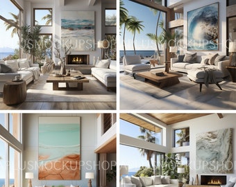 Florida Coastal Frame Mockup Bundle: Modern Wall Art (PSD, PNG)