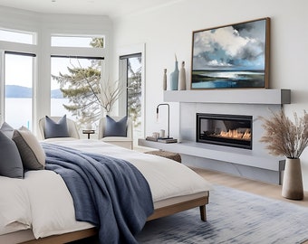 Coastal Master Bedroom Escape Mockup Single Image. 2 frame sizes (36&quot; x24&quot;/40&quot; x 30&quot;), wall art mockup, Frame Mockup, Canvas Mockup,Photopea