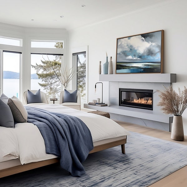 Coastal Master Bedroom Escape Mockup Single Image. 2 frame sizes (36" x24"/40" x 30"), wall art mockup, Frame Mockup, Canvas Mockup,Photopea