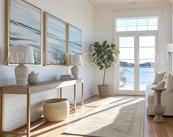 Beachfront Wall Art Frame Mockup Set Coastal Home (PSD & PNG)