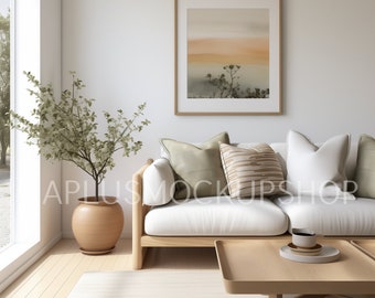 Minimalistische wanddecoratie mockup: Modern interieur frame sjabloon (PNG, PSD)