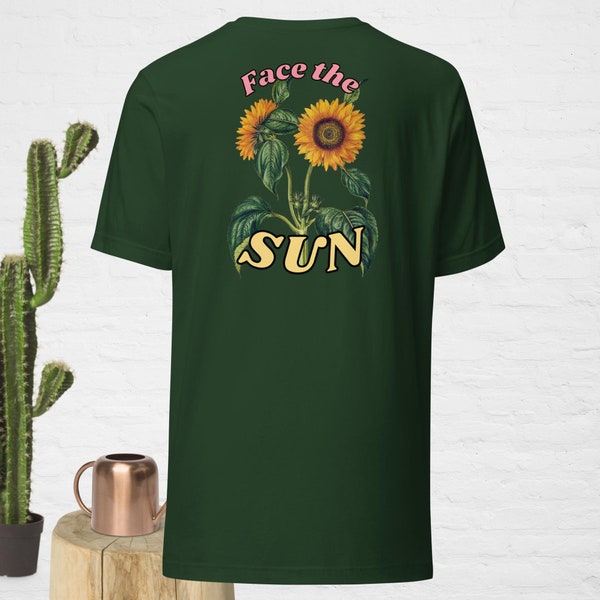 Face the Sun Unisex Sunflower Tee | Extra soft 100% Cotton T-shirt | Gender-neutral Fall-Style | Universal Graphic Tee | Tops and Tees