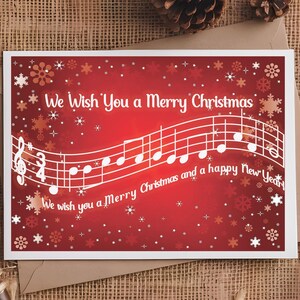 Wir wünschen Ihnen eine frohe Weihnachtskarte - Red Carols Serie - 5x7 Horizontal - Erhältlich als Einzelkarte oder im Boxed Set - Innen individuell oder leer