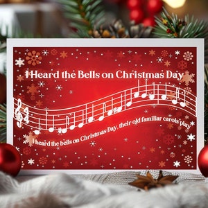"Festliche Weihnachtsglocken Karte - ""Red Carols"" 5x7 - einzeln oder in einer Box - personalisiert oder leer."