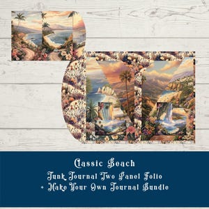 Kit Junk Journal Folio - Assemblato o fai da te - Classic Beach - Cartoncino e pezzi di carta + istruzioni + ago e filo