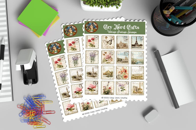 Vintage Postage Stamps Stickers - Ephemera for Journals, Scrapbooks - Etsy