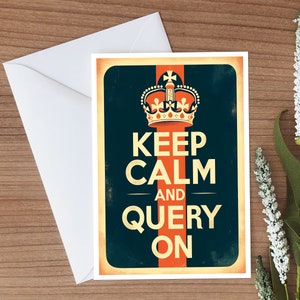 Cartes de correspondance au look rétro avec une touche moderne - Gardez votre calme et questionnez-vous sur une carte 4 x 6 pouces, une carte postale et une enveloppe disponibles