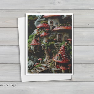 Cartões de anotações Cottagecore Fairy Village - Ilustrações de jardim de fantasia para leitores, conjunto de 20 cartões, 4 designs, cartões e envelopes