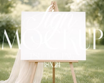 Mockup di cartello di benvenuto per matrimonio orizzontale 24x18, mockup di tabella dei posti a sedere per esterni, poster orizzontale PSD