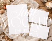 Boho Invitation Suite Mockup, 5x7 and 5x3.5 Card Rustic Wedding and Baby Shower Invite