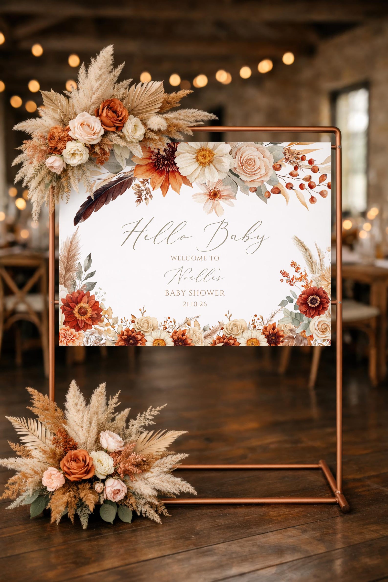 24x18 Wedding Sign Mockup, Boho Welcome Sign, Rustic Copper Frame PSD ...