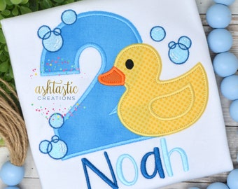 Rubber Duck Ducky Birthday Shirt / Numbers 1-9 / Duck Theme Birthday Party / Customizable Colors