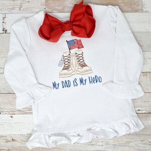 Memorial Day Shirt For Kids / Personalized Veteran's Day Tee / Patriotic Outfit / Daddy Is My Hero Embroidery / Sketch Design bild 2