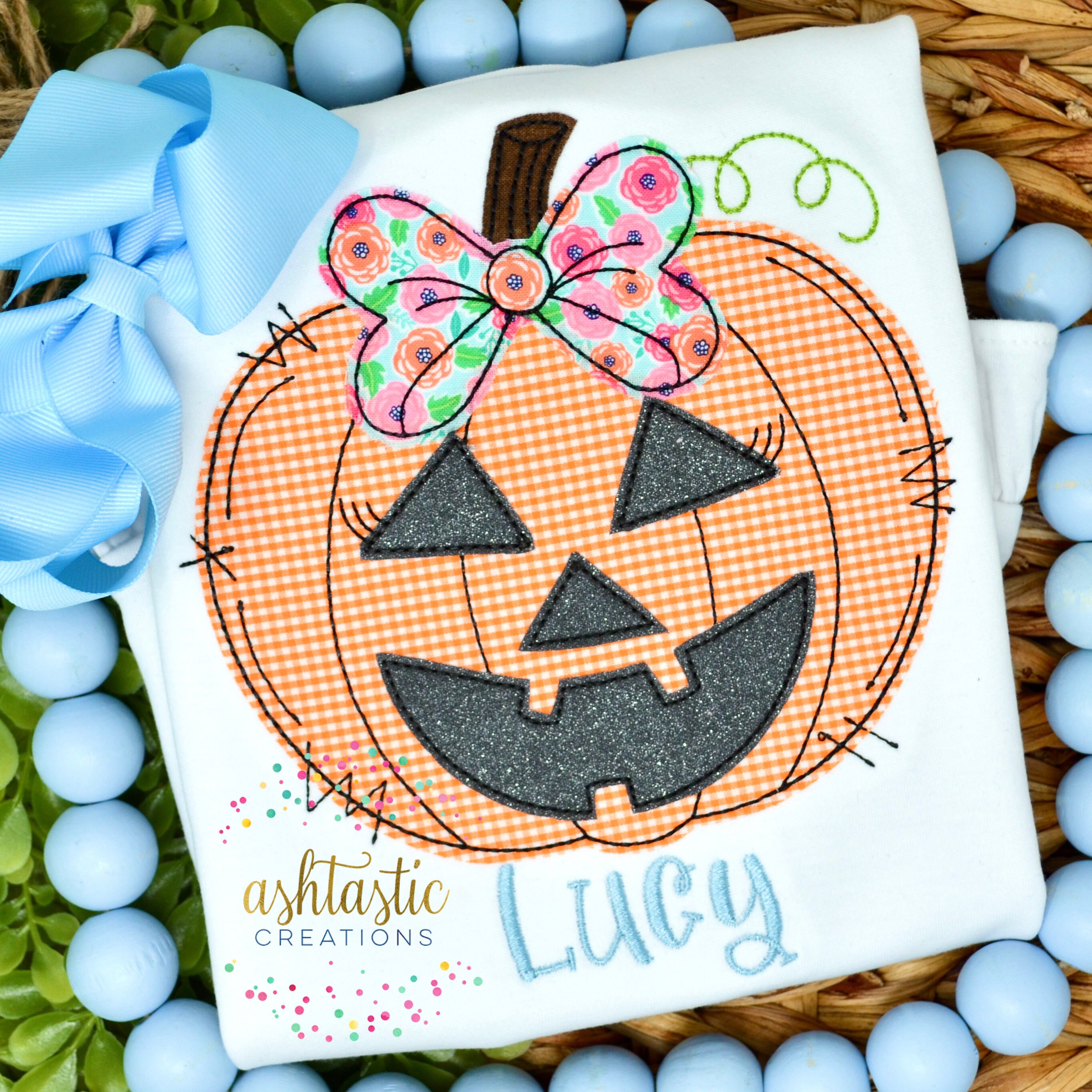 Girls Personalized Halloween Shirt /  Jack O Lantern Appliqué Shirt  /  Halloween / Embroidery Appliqué