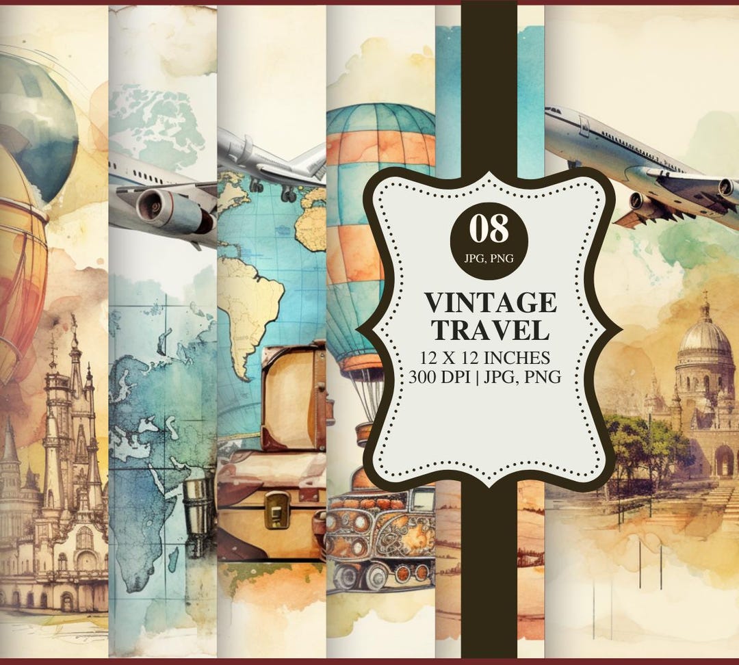 Vintage Travel Digital Paper: Antique Maps & Ephemera (printable PDF ...